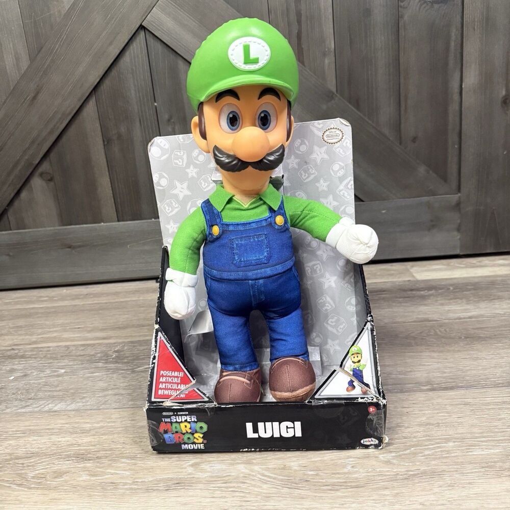 The Super Mario Bros Movie 2023 Poseable Plush Figure Jakks Pacific Toy Luigi